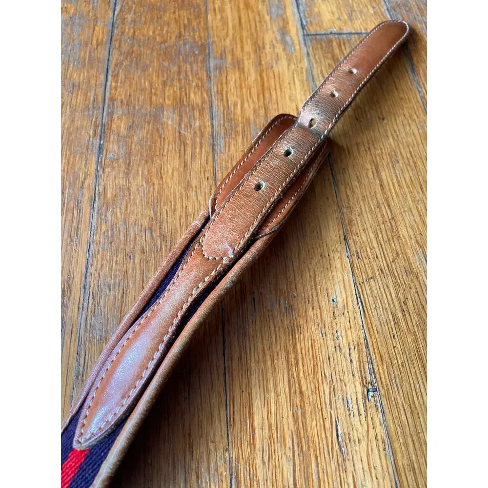 Vintage DOONEY & BOURKE Navy/Red Belt w/Tan Leather Trim Womens sz 40